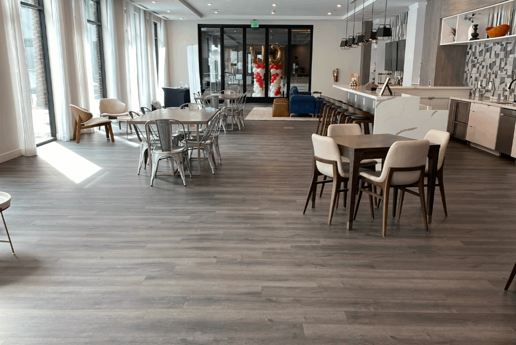 Cobalt Surfaces Commercial LVT Petrous Gravel installed at Parc Haven Apartments