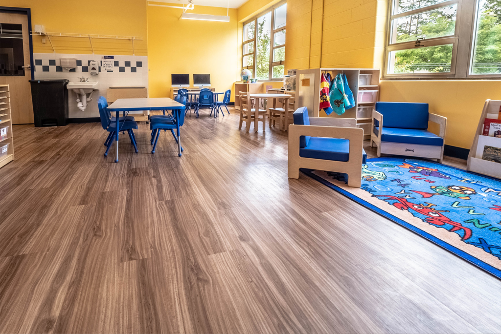 Cobalt Surfaces Commercial LVT Tangent Cohiba installed in an Early Childhood Education Space